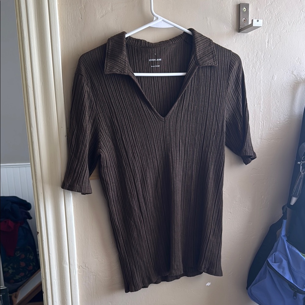 Everlane Brown Ribbed Women's Top, Large